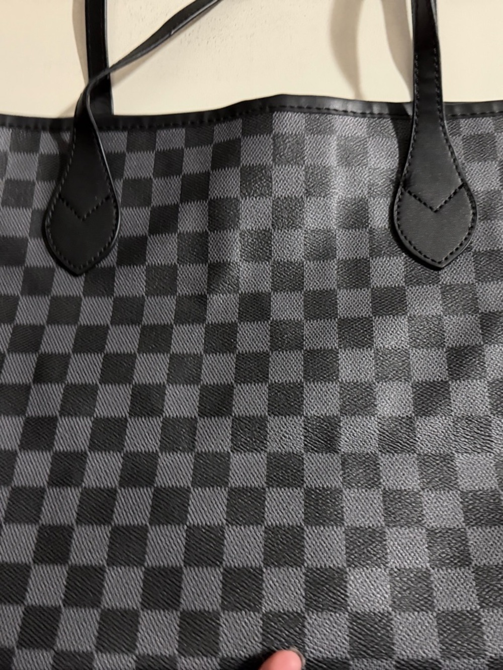 Classic Black Checkered Tote Bag - Women's Everyday Shoulder Bag